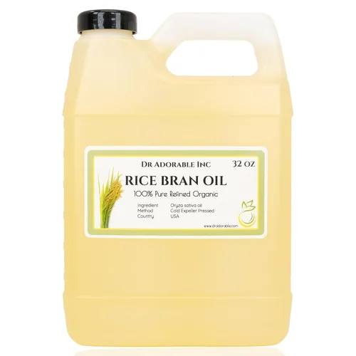 Dr Adorable - 32 oz - Aceite de salvado de arroz - 100% puro y natural de primera calidad orgánico prensado en frío