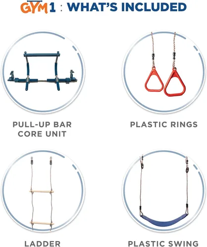 Miniatura 2 de Set de gimnasio en puerta interior Gym1 - columpio sensorial y anillos de agarre - Barra de tracción ajustable para marco de puerta para niños
