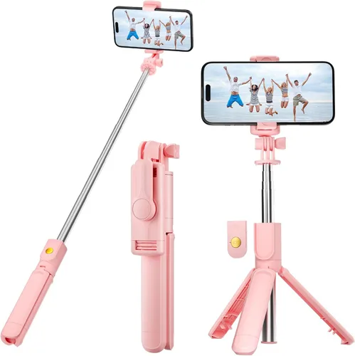 Miniatura 11 de Trípode para selfie, trípode retráctil para selfie stick con control remoto inalámbrico, para fotografía, transmisión en vivo, grabación de video