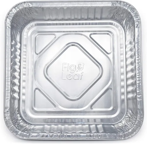 Miniatura 6 de Fig & Leaf Paquete de 35 moldes cuadrados para hornear pasteles de 8 x 8 pulgadas con tapas de cúpula de plástico, latas de papel de aluminio