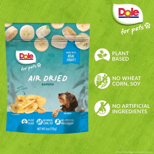 Miniatura 4 de Dole Golosinas para perros de plátano secado al aire para mascotas, 6 onzas Hecho con plátano real, un solo ingrediente, golosinas para perros