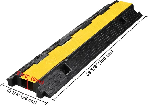 Miniatura 9 de Yescom Protector de rampa de cable, manguera de jardín de 1 canal, capacidad de carga de 22000 libras, tope de velocidad resistente para calzada