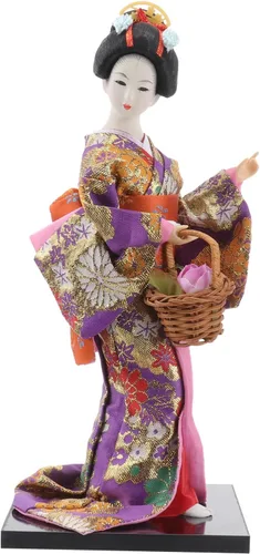 NOLITOY Asian Decor - Muñeca kimono japonesa de 12 pulgadas, adorno de muñeca, figura coleccionable de geisha asiática para decoración de mesa de