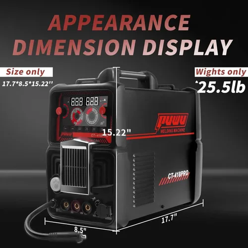 Miniatura 3 de Soldador de Corte por Plasma Combinado MIG con Gas/MIG Sin Gas/TIG con Elevación/Palo/CORTE 5 en 1 Máquina de Soldadura de Aluminio con Voltaje Dual