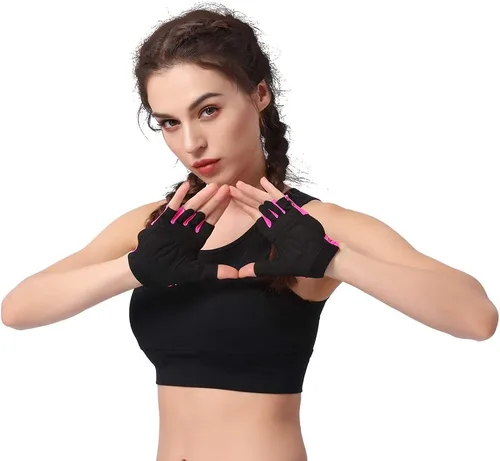 Miniatura 3 de Anser 7150694 Guantes cortos sin dedos para mujer, medio dedo, para interior, yoga, gimnasio, fisicoculturismo, entrenamiento, ciclismo al aire