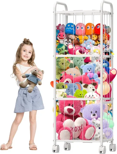 Almacenamiento de animales de peluche, organizador de almacenamiento de juguetes de tubo de metal, soporte extra grande para animales de peluche con
