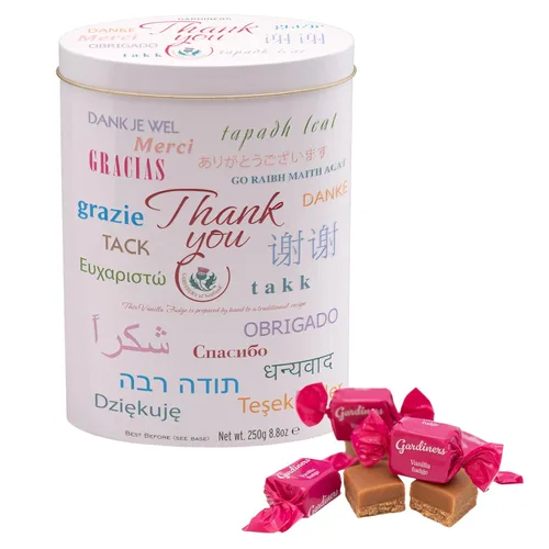 Miniatura 18 de Gardiners of Scotland Lata de Fudge Artesanal 250g (8.82 oz), Fudge de Vainilla Thank You Dogs