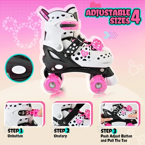 Miniatura 4 de Patines de ruedas para niñas con lunares, color blanco, S
