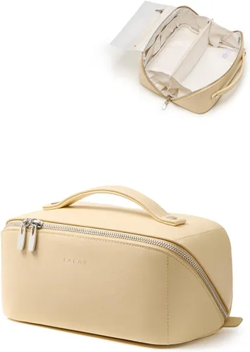 Miniatura 73 de EACHY Bolsa de Maquillaje de Viaje, Bolsas de Cosméticos de Gran Capacidad para Mujeres, Bolsa Portátil Impermeable que se Abre Plana, Bolsa de Aseo