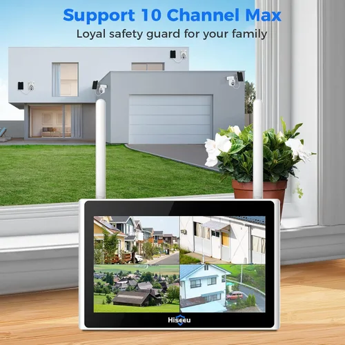 Miniatura 7 de Hiseeu - Cámara de seguridad solar para exterior, 4 cámaras de 4 MP, sistema de cámara de seguridad inalámbrico con pantalla LCD de 10 pulgadas