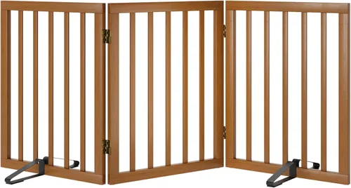 Miniatura 16 de Puerta plegable negra para mascotas de 18-55 pulgadas para escaleras y puertas, valla de puerta para cachorros
