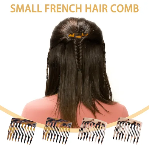 Miniatura 7 de Peine lateral de pelo francés – Peines pequeños decorativos franceses, pinzas de sujeción fuerte para mujeres y niñas, moño, 4 piezas