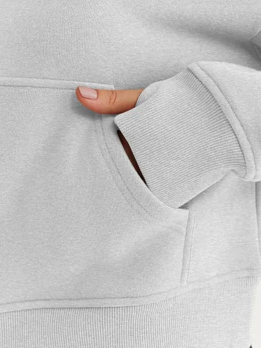 Miniatura 5 de Trendy Queen Sudaderas con media cremallera, sudaderas recortadas de gran tamaño para mujer de manga larga