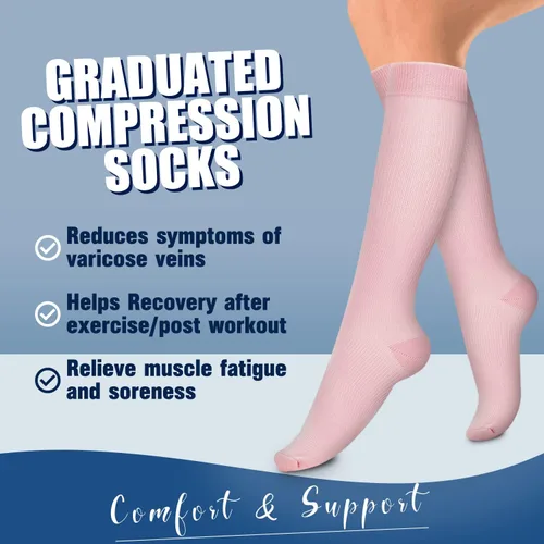 Miniatura 39 de Laite Hebe 4 pares de calcetines de compresión para mujeres y hombres, el mejor apoyo para enfermeras, correr, atletismo