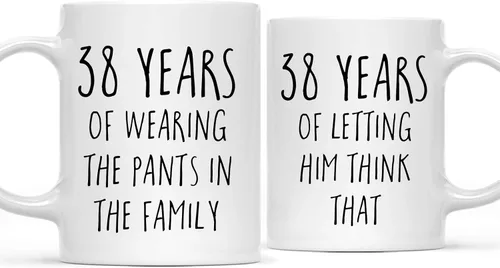 Miniatura 47 de Andaz Press Divertida taza de café de 11 onzas para parejas, regalo de broma para el primer aniversario de boda, 1 año de usar los pantalones