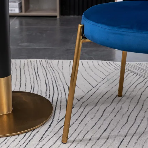 Miniatura 15 de Amoa - Juego de 2 patas de metal dorado contemporáneas con sillas de comedor tapizadas de terciopelo, color azul
