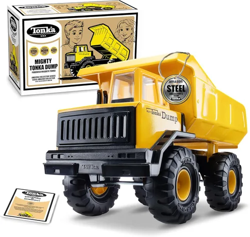 Tonka Edición de coleccionista retro, fabricado con 2 veces más acero, juguete de construcción para niños, camión de metal, camión de juguete para
