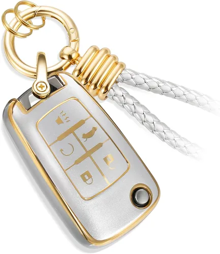 Miniatura 43 de Funda para llavero Nissan con llavero de cuerda trenzada de metal de lujo, funda suave mejorada para llave Nissan (solo 3 botones)