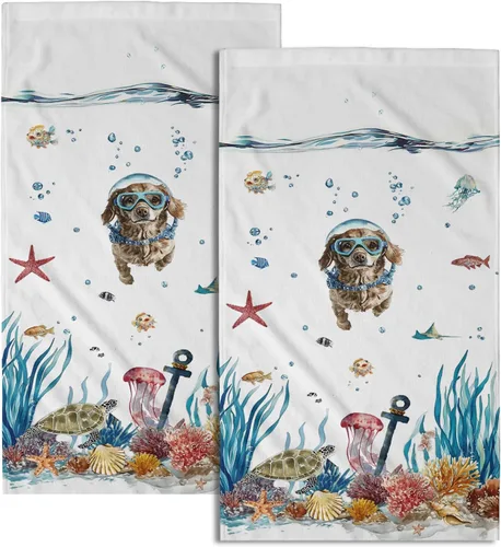 Miniatura 38 de Giwawa Juego de 2 toallas de mano vintage con diseño de oso y ciervo, diseño de alce y árbol, toalla de cara súper suave para baño, cocina, hombre