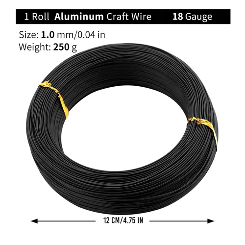Miniatura 4 de Negro-1.0-Alambre de aluminio anodizado para bonsái de 250g de gran rollo, muchas tallas para elegir, KSVZS alambre de metal flexible