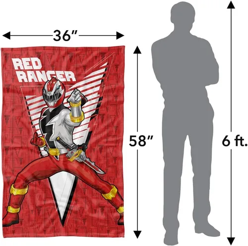 Miniatura 4 de LOGOVISION Power Rangers: Manta Dino Fury, 36 x 58 pulgadas, manta de forro polar con personaje Red Ranger Personaje de Red Ranger