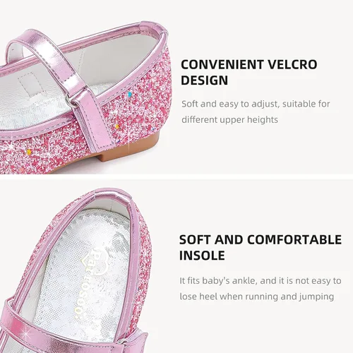 Miniatura 5 de Parrosoo Zapatos de vestir para niñas, zapatos Mary Jane, zapatos de ballet, zapatos de tacón bajo para niña, escuela, princesa, zapatos de boda