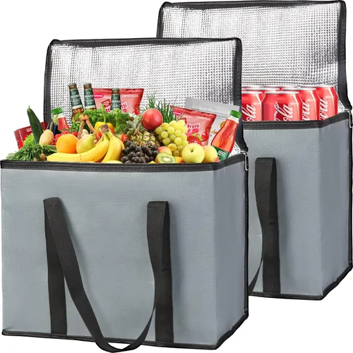 Miniatura 34 de Paquete de 1 bolsa aislada para entrega de alimentos con parte inferior dura, calentadores de alimentos comerciales XXXL para conductores de Negro