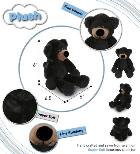 Miniatura 3 de DolliBu Peluche de oso negro – Oso negro suave y abrazable de pierna larga, adorable juguete de peluche para jugar, lindo regalo de vida silvestre