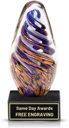Miniatura 2 de Premio de Vidrio Artístico Soplado a Mano – Premio Elegante con Grabado Personalizado para Corporativo, Deportes, Jubilación, Reconocimiento