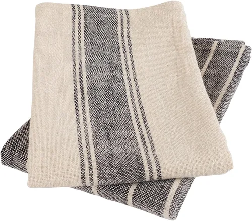 Miniatura 7 de KAF Home - Toalla de cocina natural rústica de estilo granja 100% algodón, 18 x 28 pulgadas Suave y absorbente (negro, juego de 4)