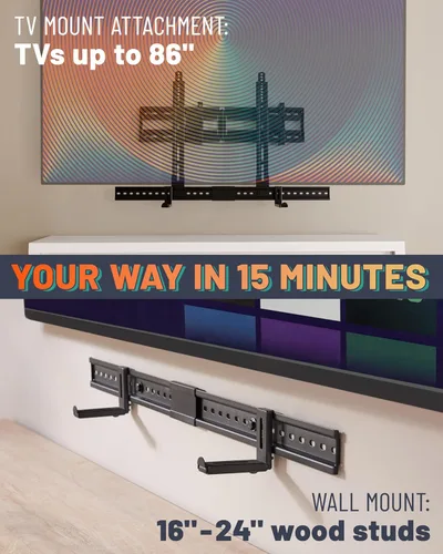 Miniatura 3 de ECHOGEAR Soporte de barra de sonido XL para altavoces de hasta 20 libras – Se fija a televisores de hasta 86 pulgadas o montantes de madera de 16 a