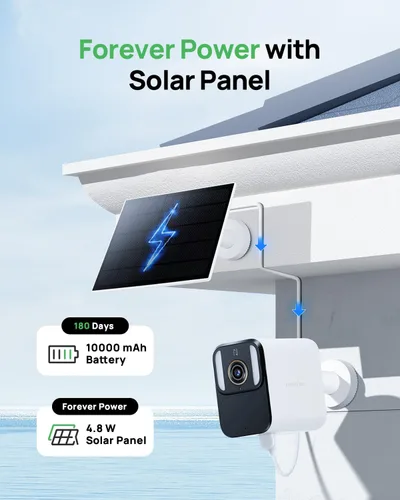 Miniatura 10 de Anona Cámaras de seguridad solar 4K inalámbricas para exteriores, alimentación permanente con panel solar, visión nocturna a color de 8 MP