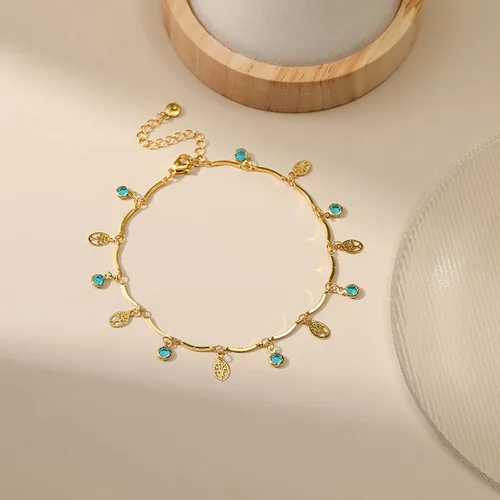 Miniatura 29 de Tobillera para mujer, chapada en oro de 18 quilates, tobillera con dije de oro, impermeable, para verano, playa, cadena de pie, joyería para regalos