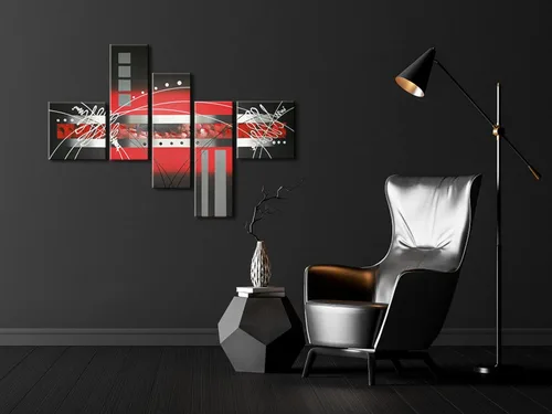 Miniatura 4 de Wieco Art Pinturas abstractas de paisaje al óleo sobre lienzo, arte de pared para sala de estar, dormitorio, decoración del hogar, nubes rojas