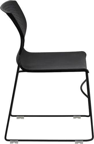 Miniatura 6 de EMMA + OLIVER Silla apilable con respaldo completo negro para el hogar y la oficina con marco negro - Silla de invitados