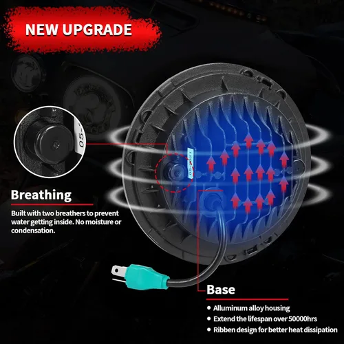 Miniatura 2 de Wisamic Faro LED para motocicleta de 7 pulgadas, lámparas de paso de 4.5 pulgadas, luces antiniebla y anillo de montaje, compatible con Harley