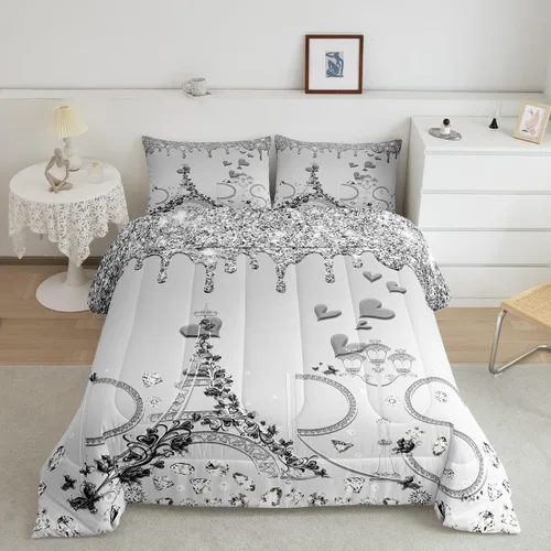 Miniatura 31 de Feelyou Juego de edredón de castillo rosa para niños, tamaño individual, juego de ropa de cama de princesa para niños y niñas, inserto de edredón