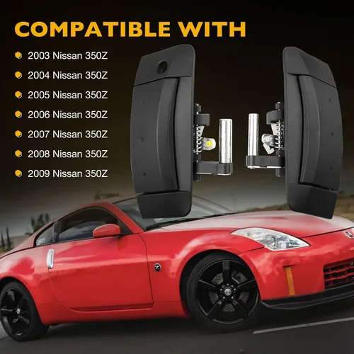 Miniatura 6 de Gledewen Manija exterior de puerta para lado del conductor y del pasajero, negro mate Reemplazo para Nissan 350Z 2003-2009 Reemplaza#