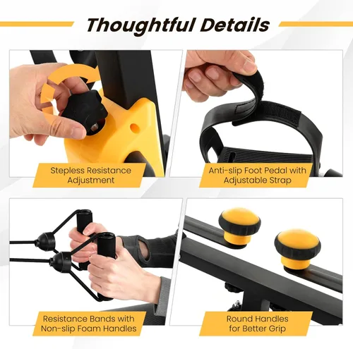 Miniatura 6 de Goplus Ejercitador de pedal plegable para personas mayores, mano, brazo, pierna, rodilla, terapia física, bicicleta de ejercicio con altura