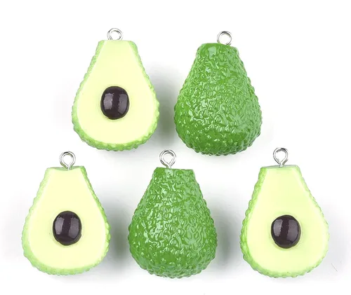 Mega Pet 10 dijes colgantes de resina con diseño de aguacate verde, lindo adorno colgante de comida de imitación de 29 ~ 1.220 in para manualidades,
