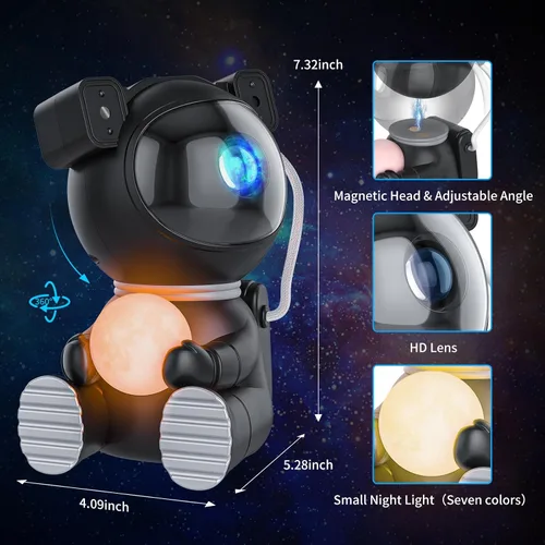 Miniatura 5 de Cayclay Proyector astronauta de galaxia, proyector de estrellas con temporizador y control remoto, luz nocturna con lámpara de luna, lámpara LED