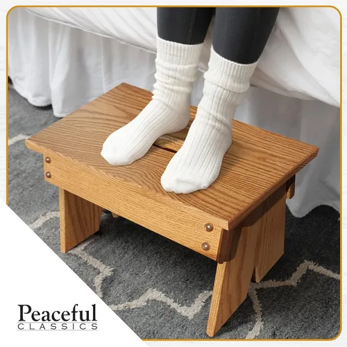 Miniatura 3 de Peaceful Classics Amish Taburete hecho a mano para niños, baño, dormitorio, sala de estar o cocina para adultos, taburete multiusos hecho de roble