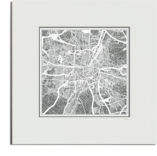 Miniatura 145 de O3 Design Studio Mapa de corte de papel Madrid negro mate de 20 x 20 pulgadas