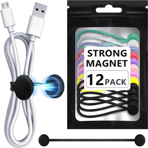 Miniatura 9 de Bridas magnéticas para cables, organizadores de cables magnéticos de silicona reutilizables para agrupar, clips de refrigerador, marcadores