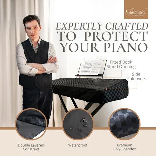 Miniatura 2 de Clairevoire Funda impermeable para piano y teclado Yamaha DGX670, DGX660, DGX650, fundas de teclado para piano digital, protección de piano Ébano