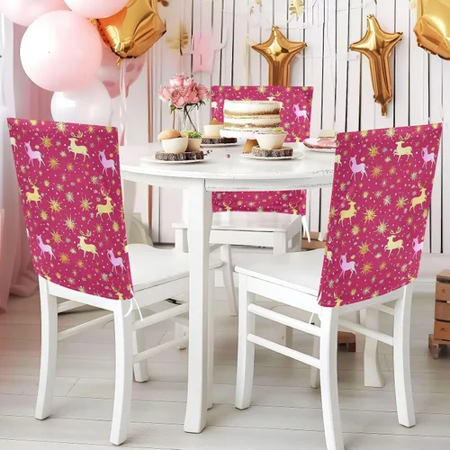 Miniatura 5 de Juego de 6 fundas decorativas para sillas de oficina y reuniones familiares, fundas extraíbles para sillas de comedor, diseño de copos de nieve