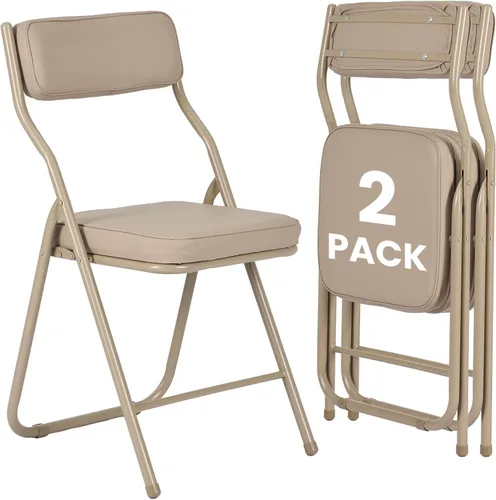 Miniatura 16 de Paquete de 2 sillas plegables acolchadas con cojín, juego de sillas de comedor plegables portátiles para interiores y exteriores, apilables