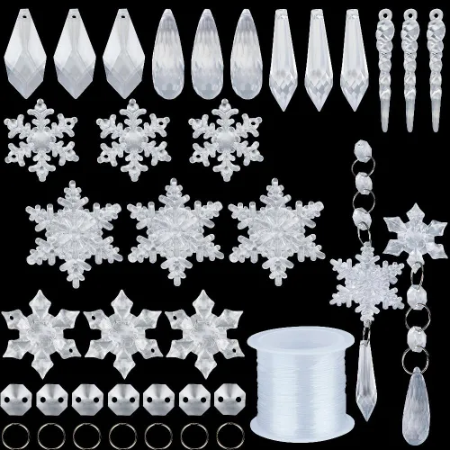 Miniatura 15 de SUNNYCLUE 1 caja 20 piezas dijes de copo de nieve dije de nieve invierno acero inoxidable doble cara estrella hueca planos redondos colgantes de 1