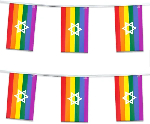 AGAS Israel - Serpentinas arcoíris para fiesta, 60 pies de largo, 5 mil de plástico, decoraciones de orgullo israelí, decoración de fiesta de