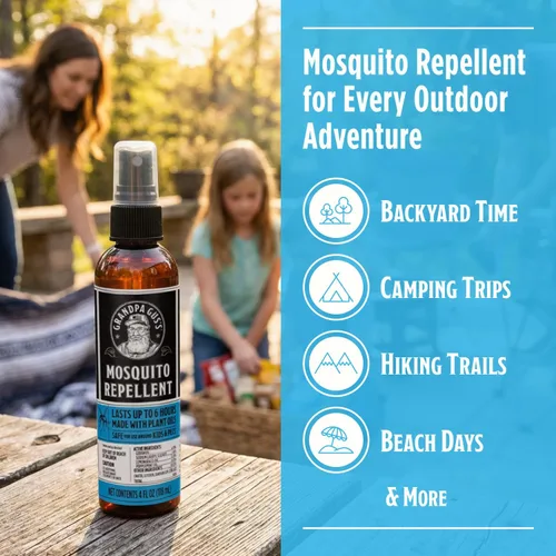 Miniatura 4 de Grandpa Gus's Natural Mosquito Repellent Spray - DEET-Free Plant-Based Insect Repellent for Kids and Family, Up to 6 Hours, Travel-Friendly Bug